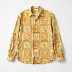 Rose & Olive Yellow Patterned Button-Down Shirt